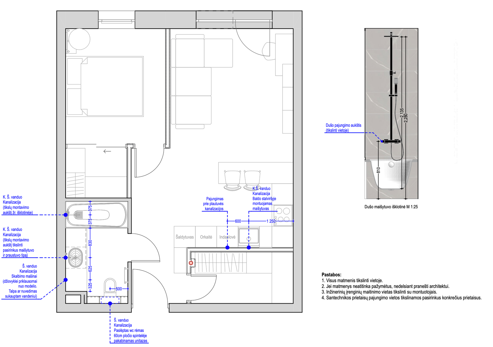 BD8 projektas santechnikos techniniai brėžiniai – 7 vaizdas
