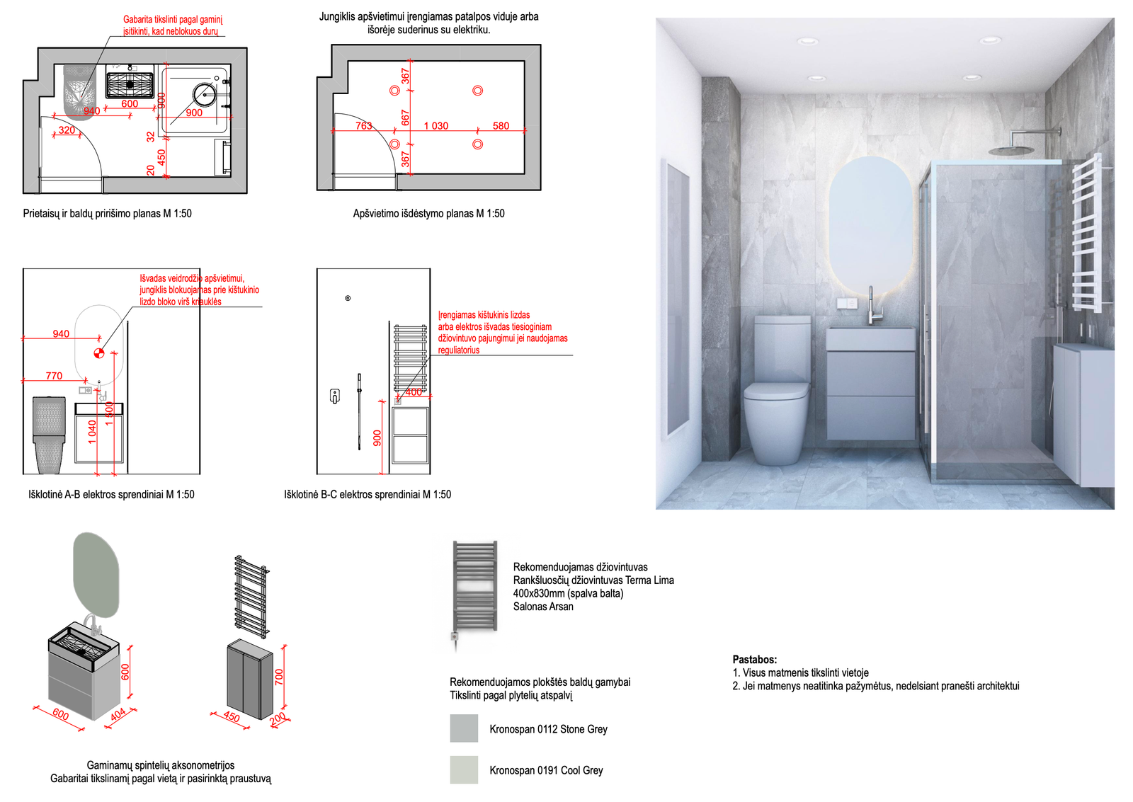 Vonios kambario renovacija projekto techniniai brėžiniai – 1 vaizdas